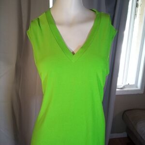 Lime Green Sleeveless V-Neck Tank Top